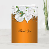 焦げたオレンジと白いバラ結婚の花束 サンキューカード (正面)