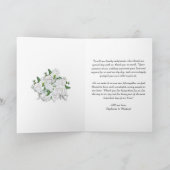 焦げたオレンジと白いバラ結婚の花束 サンキューカード (内部)