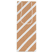 焦げたオレンジと白い5つのストライプパターン ワインギフトバッグ (正面)