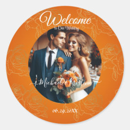 焦げたオレンジと金ゴールドバラ |写真へようこそ ラウンドシール