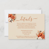 焦げたオレンジと錆のフローラ詳細エンクロージャ 招待状 (正面)