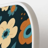 焦げたオレンジと青のフローラモノグラム ピックルボールラケット (左詳細)