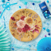 焦げたオレンジと黄色のダリア結婚の花 ペーパープレート (パーティー)