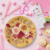 焦げたオレンジと黄色のダリア結婚の花 ペーパープレート (パーティー)