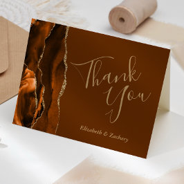 焦げたオレンジのアゲート金ゴールド結婚ブラウンありがとう カード