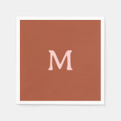 焦げたオレンジカスタム色モノグラム スタンダードカクテルナプキン (正面)