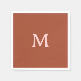 焦げたオレンジカスタム色モノグラム スタンダードカクテルナプキン