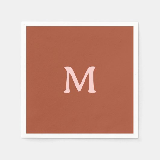 焦げたオレンジカスタム色モノグラム スタンダードカクテルナプキン (正面)