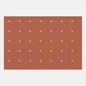 焦げたオレンジカスタム色モノグラム ラッピングペーパーシート (正面2)