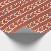 焦げたオレンジカスタム色モノグラム ラッピングペーパー (角)