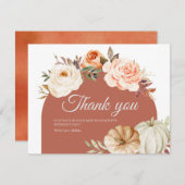 焦げたオレンジカボチャ赤ちゃんシャワーサンキューカード サンキューカード (正面/裏面)