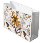 焦げたオレンジシンプル色のワイルドフラワー秋フローラ ラージペーパーバッグ (正面アングル)