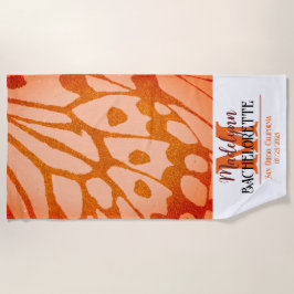 焦げたオレンジバタフライモノグラムバチェロレッテ ビーチタオル