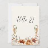 焦げたオレンジフローラとグラス21歳の誕生日 招待状 (裏面)