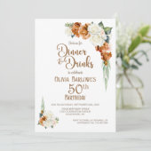 焦げたオレンジフローラ50th誕生日ディナーパーティー 招待状 (スタンド正面)