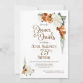 焦げたオレンジフローラ75th誕生日ディナーパーティー 招待状 (正面)