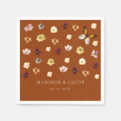 焦げたオレンジボホワイルドフラワー結婚ズ スタンダードカクテルナプキン (正面)
