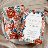 焦げたオレンジボホ明るい結婚花 招待状