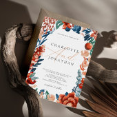 焦げたオレンジボホ明るい結婚花 招待状