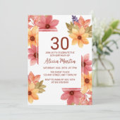 焦げたオレンジラッシェット秋の花Any Age誕生日 招待状 (スタンド正面)