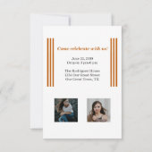 焦げたオレンジレトロビッグナンバーズ卒業写真 招待状 (裏面)