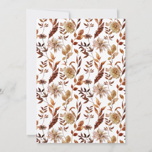 焦げたオレンジ秋エレガントクラシックフローラ結婚s 招待状 (裏面)