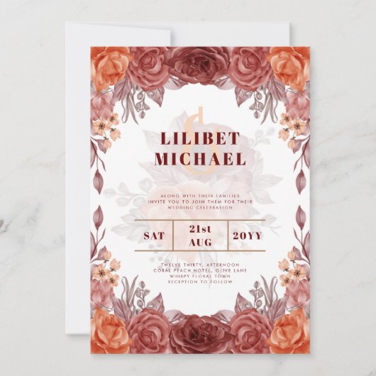 焦げたオレンジ秋フローラボタニッ結婚クス (正面)