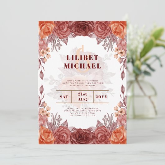 焦げたオレンジ秋フローラボタニッ結婚クス (スタンド正面)