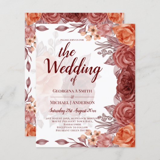 焦げたオレンジ秋フローラボタニッ結婚クス (正面/裏面)