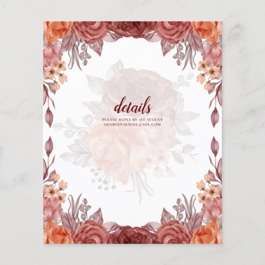 焦げたオレンジ秋フローラボタニッ結婚クス (裏面)