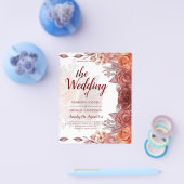 焦げたオレンジ秋フローラボタニッ結婚クス チラシ (シングル)