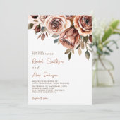 焦げたオレンジ素朴色のバラウォーター結婚カラー 招待状 (スタンド正面)