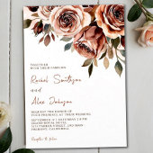 焦げたオレンジ素朴色のバラウォーター結婚カラー 招待状