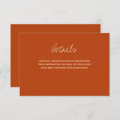 焦げたオレンジ結婚タイポグラフィ詳細 エンクロージャーカード (正面/裏面)