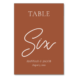 焦げたオレンジ結婚色のサビの6 テーブルナンバー