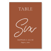 焦げたオレンジ結婚色のサビの6 テーブルナンバー (裏面)