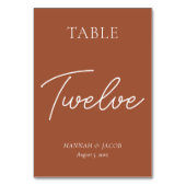 焦げたオレンジ結婚色の錆の十二 テーブルナンバー (裏面)