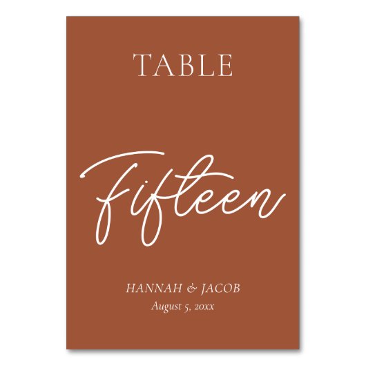 焦げたオレンジ結婚色の錆の十五 テーブルナンバー (正面)