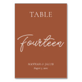 焦げたオレンジ結婚色の錆の十四 テーブルナンバー (裏面)