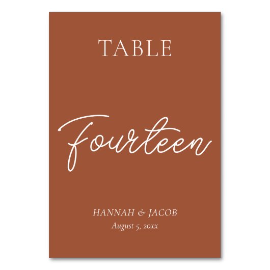 焦げたオレンジ結婚色の錆の十四 テーブルナンバー (正面)