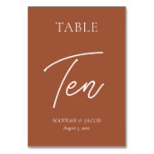 焦げたオレンジ結婚色の錆の十 テーブルナンバー (裏面)
