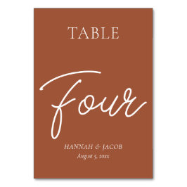 焦げたオレンジ結婚色の錆の四 テーブルナンバー