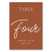 焦げたオレンジ結婚色の錆の四 テーブルナンバー (裏面)