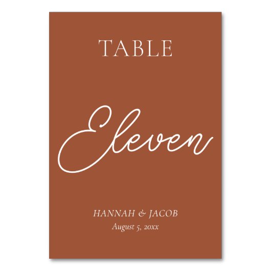 焦げたオレンジ結婚色の錆の11 テーブルナンバー (正面)