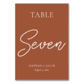 焦げたオレンジ結婚色の錆の7 テーブルナンバー (裏面)