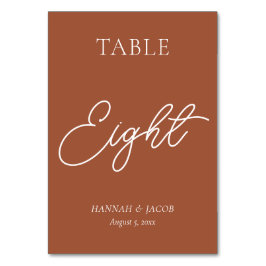 焦げたオレンジ結婚色の錆の8 テーブルナンバー