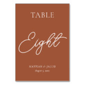 焦げたオレンジ結婚色の錆の8 テーブルナンバー (裏面)