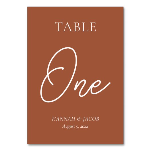 焦げたオレンジ結婚色の錆 テーブルナンバー (正面)