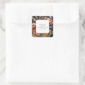 焦げたオレンジ絵を描色の牡丹フローラの結婚金ゴールド スクエアシール (バッグ)