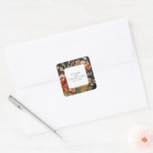 焦げたオレンジ絵を描色の牡丹フローラの結婚金ゴールド スクエアシール (封筒)